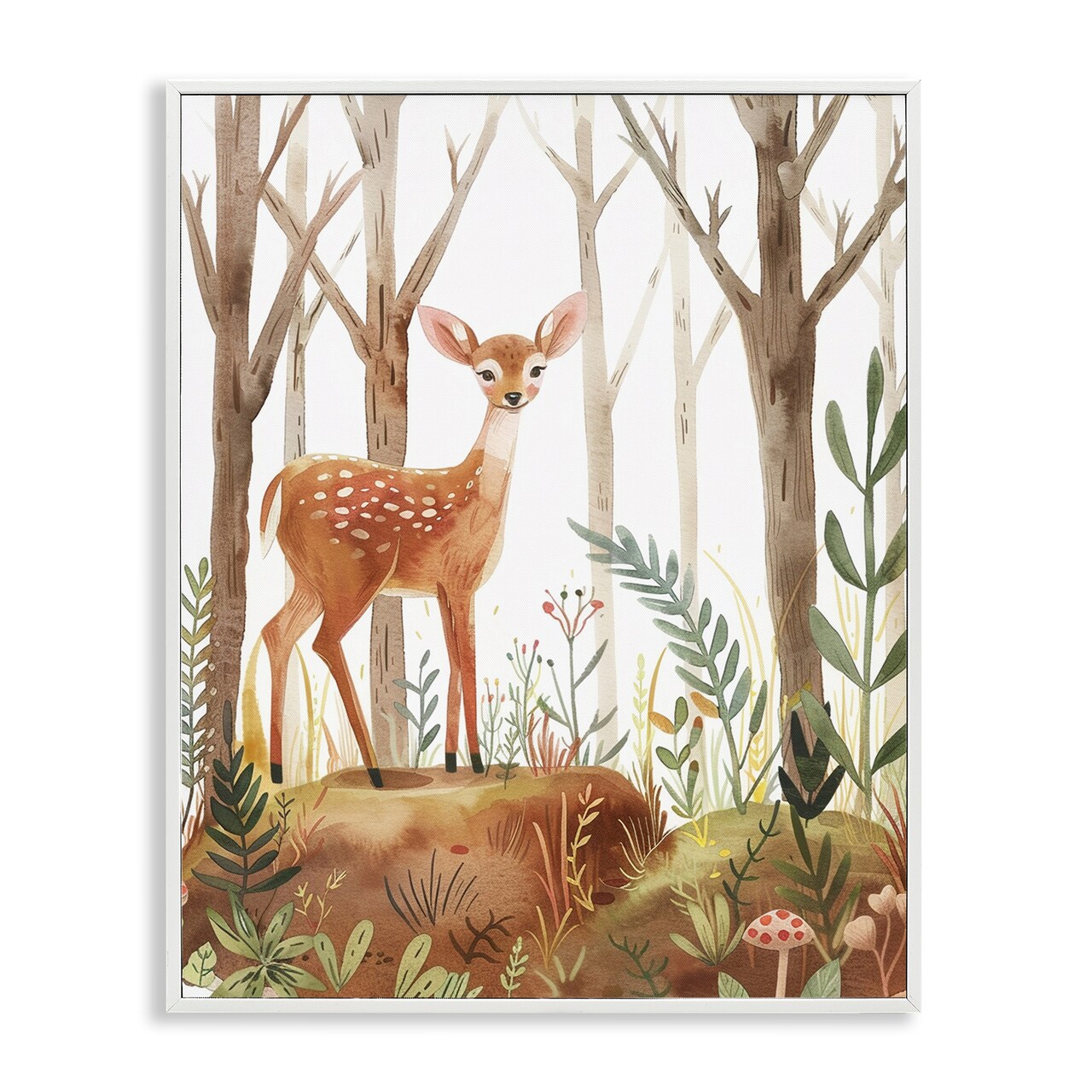 Stupell Industries Soft Woodland Deer Framed Giclee Wall Art Design by LSR Design Studio